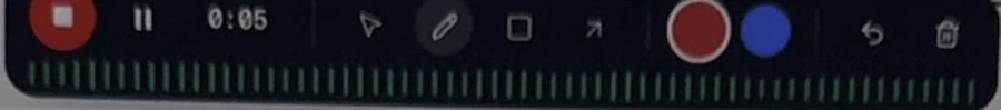 The floating recording toolbar with drawing tools