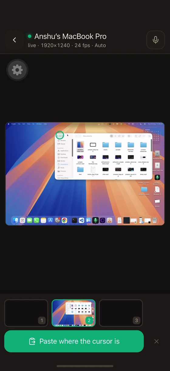 The Jompter Remote compose bar after a region capture