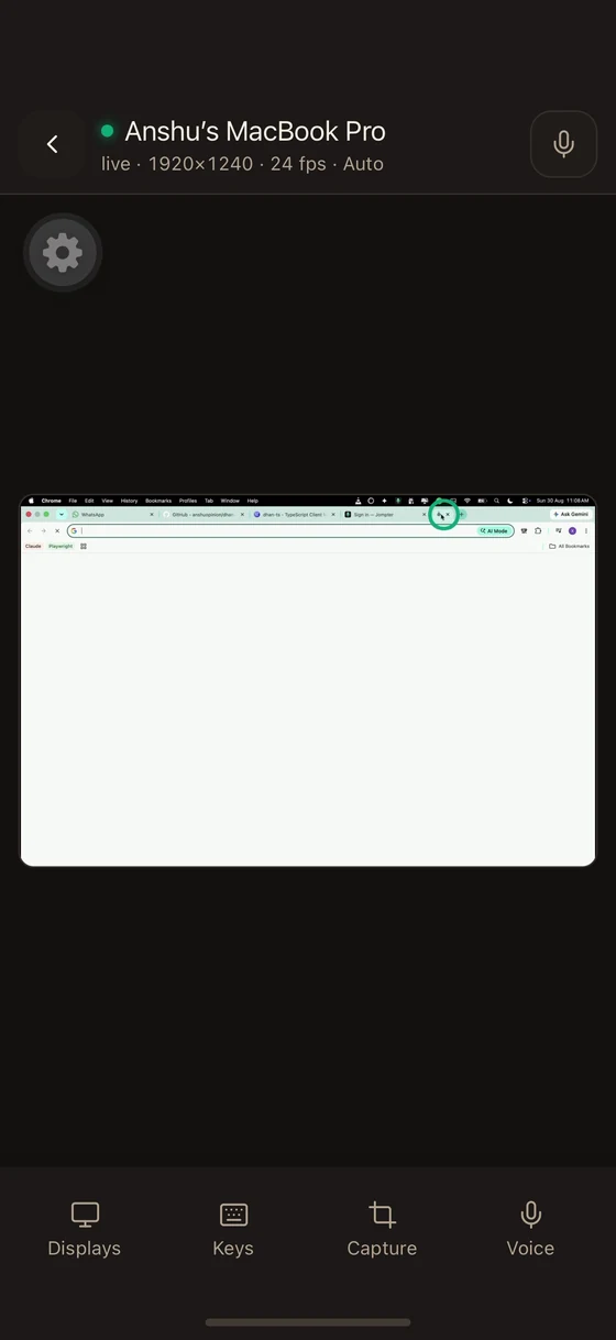 The Jompter Remote viewer showing a Mac desktop